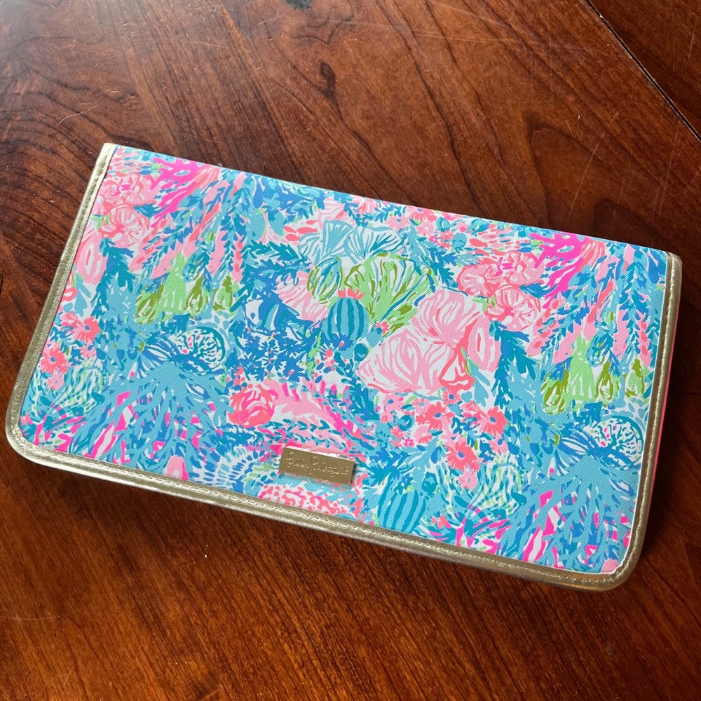 Lilly Pulitzer Jewelry‎ Travel Organizer Case Floral Coral Print Gold Trim Pink